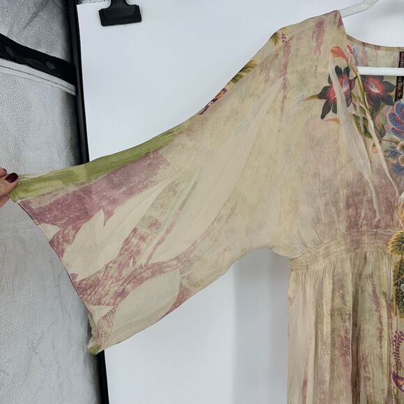 Mushka by Sienna Rose Boho Fairycore Sheer Tunic Top Floral Bell Sleeves - Picture 8 of 10